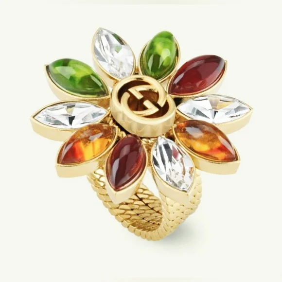 Gucci Interlocking Flower Multifinger Triple Band Ring - Size 6 - Picture 5 of 13
